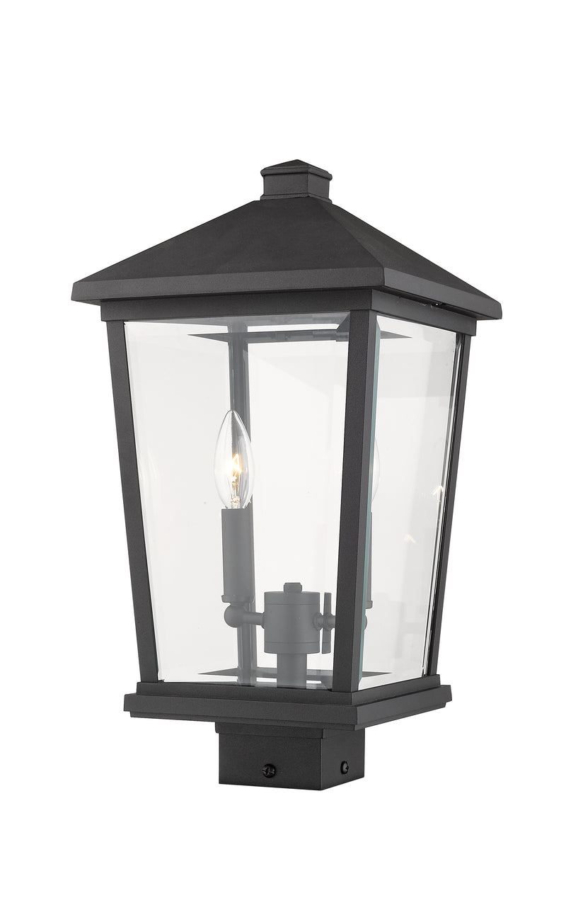 Beacon 2 Light 9.5" Outdoor Post Mount Fixture in Black, Post Top Only, Square Fitter