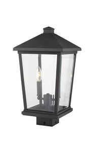 Beacon 2 Light 9.5" Outdoor Post Mount Fixture in Black, Post Top Only, Square Fitter
