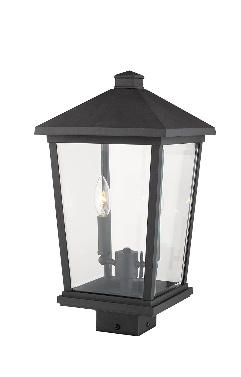 Beacon 2 Light 9.5" Outdoor Post Mount Fixture in Black, Post Top Only, Square Fitter