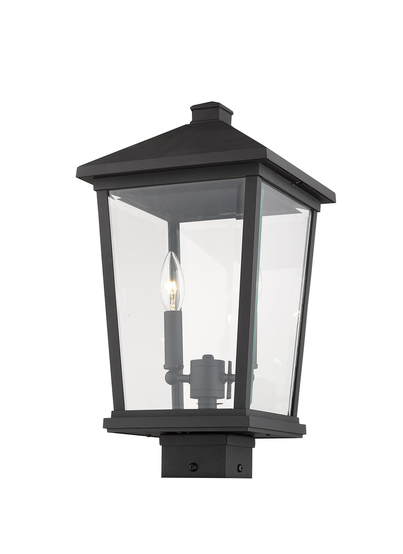 Beacon 2 Light 9.5" Outdoor Post Mount Fixture in Black, Post Top Only, Square Fitter