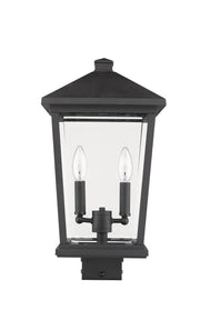 Beacon 2 Light 9.5" Outdoor Post Mount Fixture in Black, Post Top Only, Square Fitter
