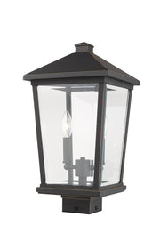 Beacon 2 Light 9.5" Outdoor Post Mount Fixture in Oil Rubbed Bronze, Post Top Only, Square Fitter
