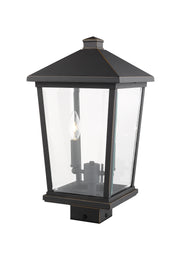 Beacon 2 Light 9.5" Outdoor Post Mount Fixture in Oil Rubbed Bronze, Post Top Only, Square Fitter