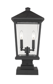 Beacon 2 Light 9.5" Outdoor Post Mount Fixture in Black, Square Pier Mount