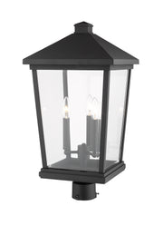 Beacon 3 Light 12" Outdoor Post Mount Fixture in Black, Post Top Only, Round Fitter