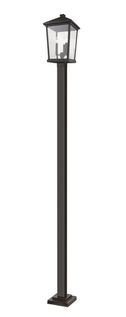 Beacon 3 Light 12" Outdoor Post Mount Fixture in Oil Rubbed Bronze, 96" Square Post