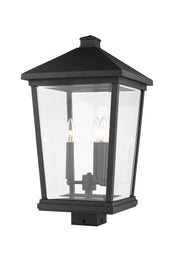 Beacon 3 Light 12" Outdoor Post Mount Fixture in Black, Post Top Only, Square Fitter