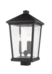 Beacon 3 Light 12" Outdoor Post Mount Fixture in Black, Post Top Only, Square Fitter