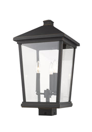 Beacon 3 Light 12" Outdoor Post Mount Fixture in Oil Rubbed Bronze, Post Top Only, Square Fitter