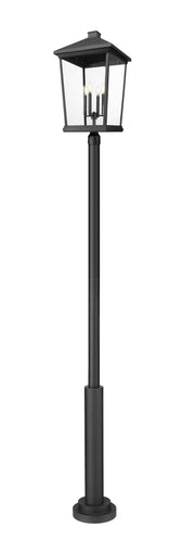 Beacon 4 Light 16" Outdoor Post Mount Fixture in Black, 96" Post, 12" Base