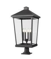 Beacon 4 Light 16" Outdoor Post Mount Fixture in Black, Pier Mount, 6" Base