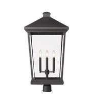 Beacon 4 Light 16" Outdoor Post Mount Fixture in Black, Post Top Only, Round Fitter