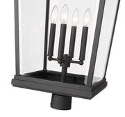 Beacon 4 Light 16" Outdoor Post Mount Fixture in Black, Post Top Only, Round Fitter