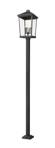 Beacon 4 Light 16" Outdoor Post Mount Fixture in Black, 96" Square Post