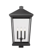Beacon 4 Light 16" Outdoor Post Mount Fixture in Black, Post Top Only, Square Fitter