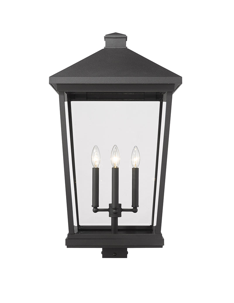 Beacon 4 Light 16" Outdoor Post Mount Fixture in Black, Post Top Only, Square Fitter
