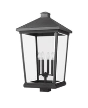 Beacon 4 Light 16" Outdoor Post Mount Fixture in Black, Post Top Only, Square Fitter