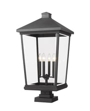 Beacon 4 Light 16" Outdoor Post Mount Fixture in Black, Square Pier Mount