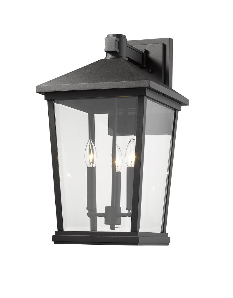 Beacon 3 Light 12" Outdoor Wall Light in Black