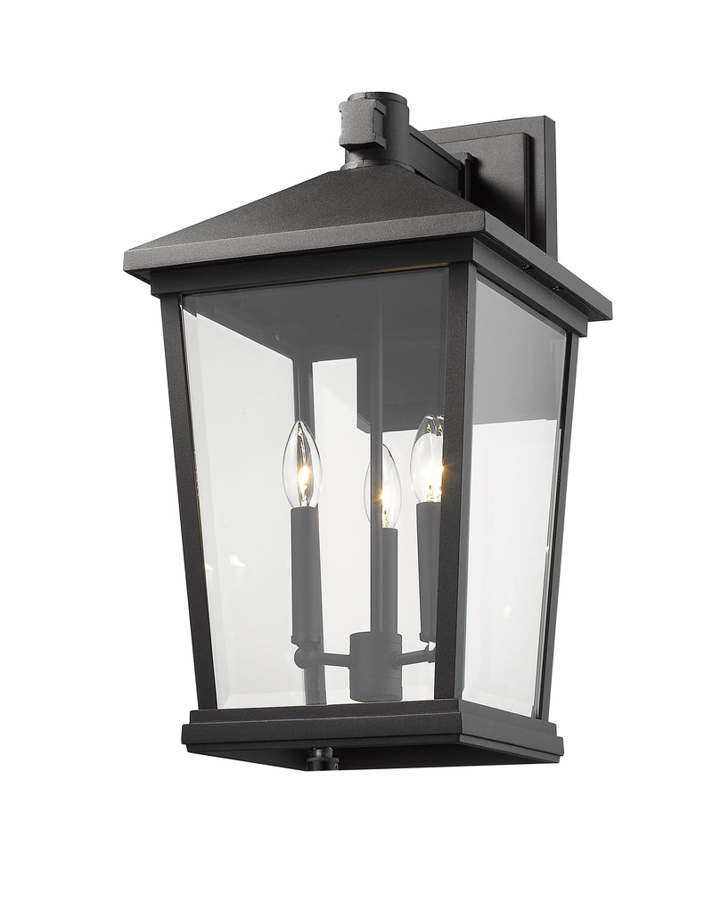 Beacon 3 Light 12" Outdoor Wall Light in Black