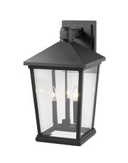 Beacon 3 Light 12" Outdoor Wall Light in Black