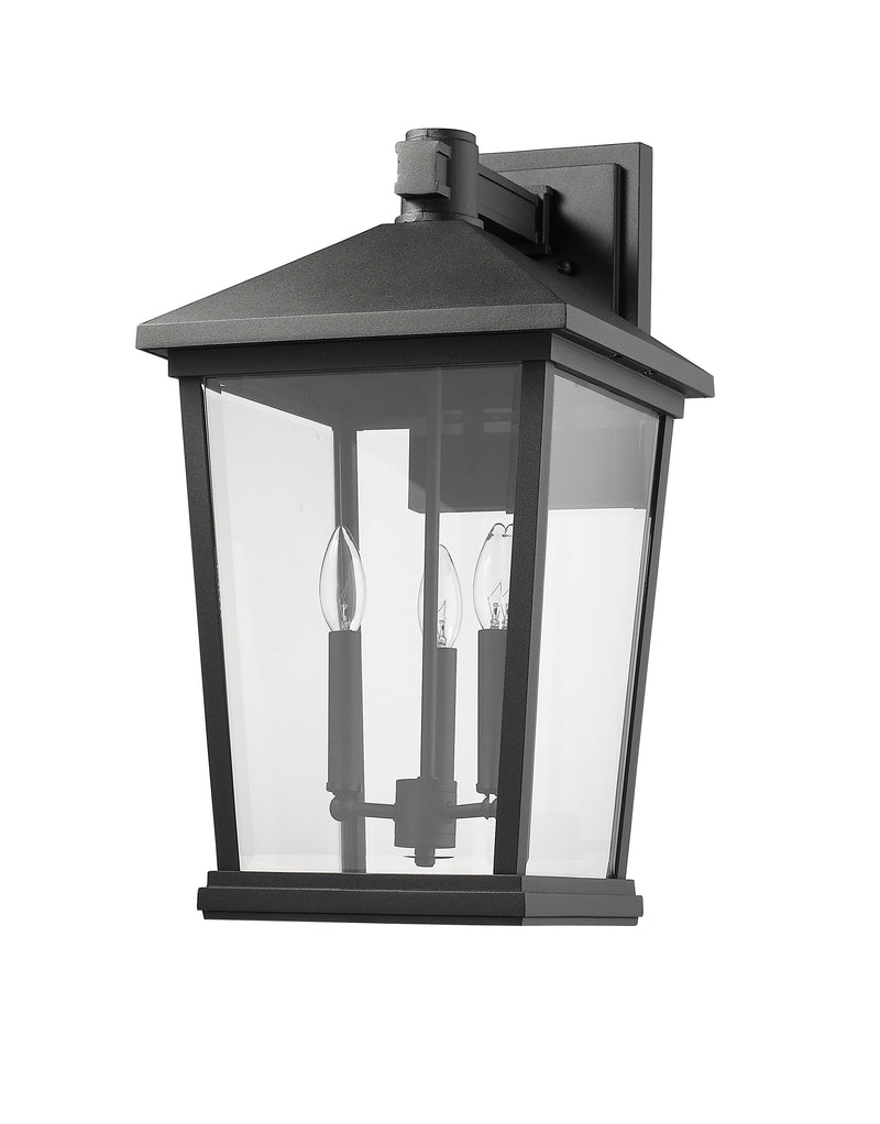 Beacon 3 Light 12" Outdoor Wall Light in Black