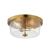 Fuller 2 Light Flush Mount in Natural Aged Brass
