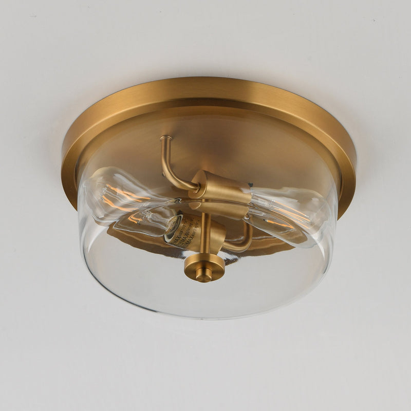 Fuller 2 Light Flush Mount in Natural Aged Brass