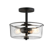 Fuller 2 Light Convertible Semi-Flush Mount in Black