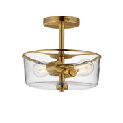 Fuller 2 Light Convertible Semi-Flush Mount in Natural Aged Brass