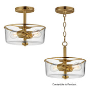 Fuller 2 Light Convertible Semi-Flush Mount in Natural Aged Brass