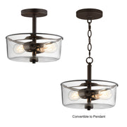 Fuller 2 Light Convertible Semi-Flush Mount in Oil Rubbed Bronze
