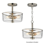 Fuller 2 Light Convertible Semi-Flush Mount in Satin Nickel