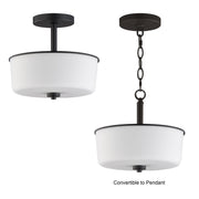 Fuller 2 Light Convertible Semi-Flush Mount in Black