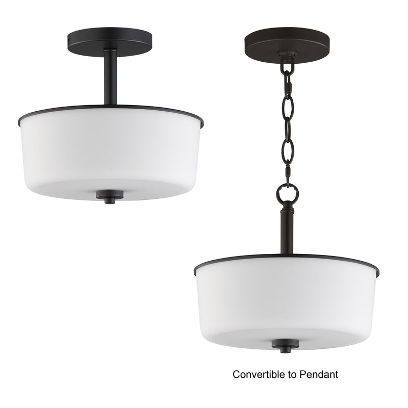 Fuller 2 Light Convertible Semi-Flush Mount in Black
