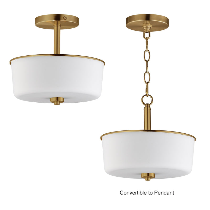 Fuller 2 Light Convertible Semi-Flush Mount in Natural Aged Brass