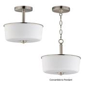 Fuller 2 Light Convertible Semi-Flush Mount in Satin Nickel