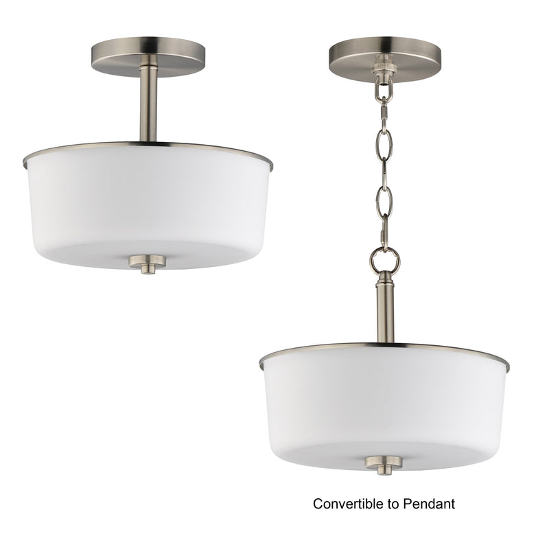 Fuller 2 Light Convertible Semi-Flush Mount in Satin Nickel