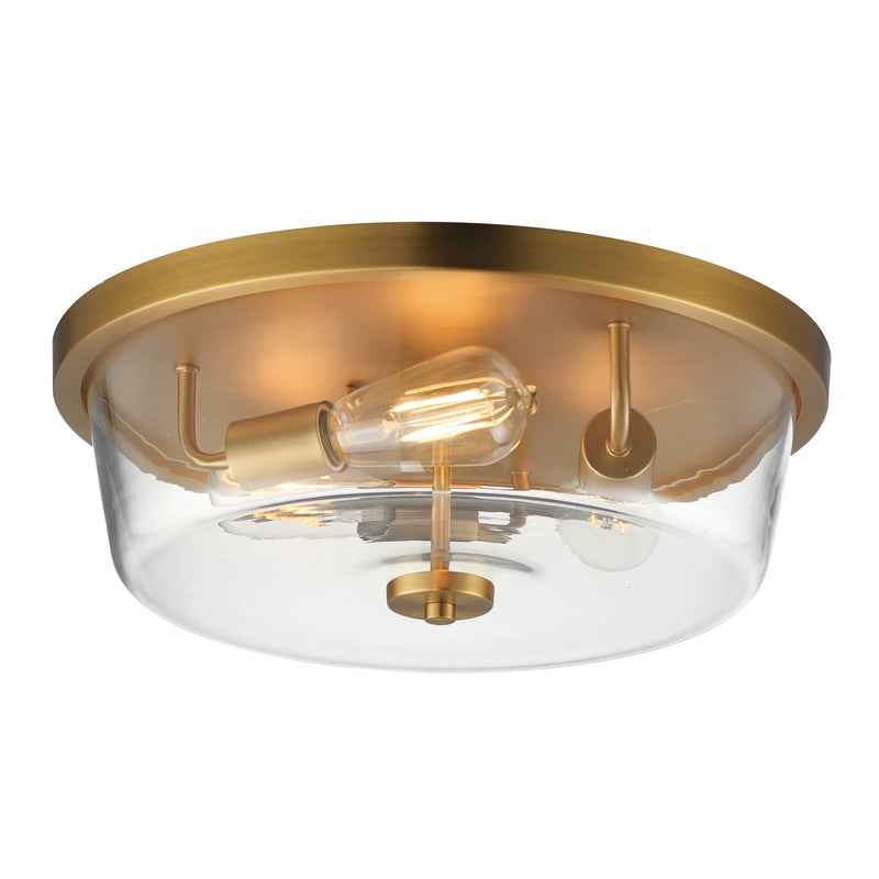 Fuller 3 Light Flush Mount in Natural Aged Brass