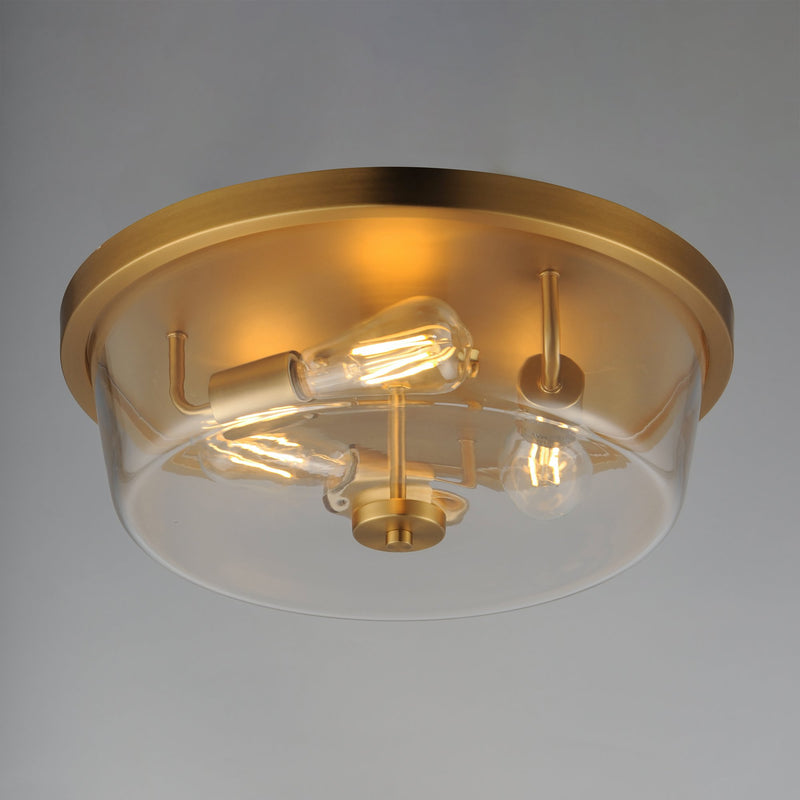Fuller 3 Light Flush Mount in Natural Aged Brass