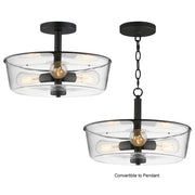 Fuller 3 Light Convertible Semi-Flush Mount in Black