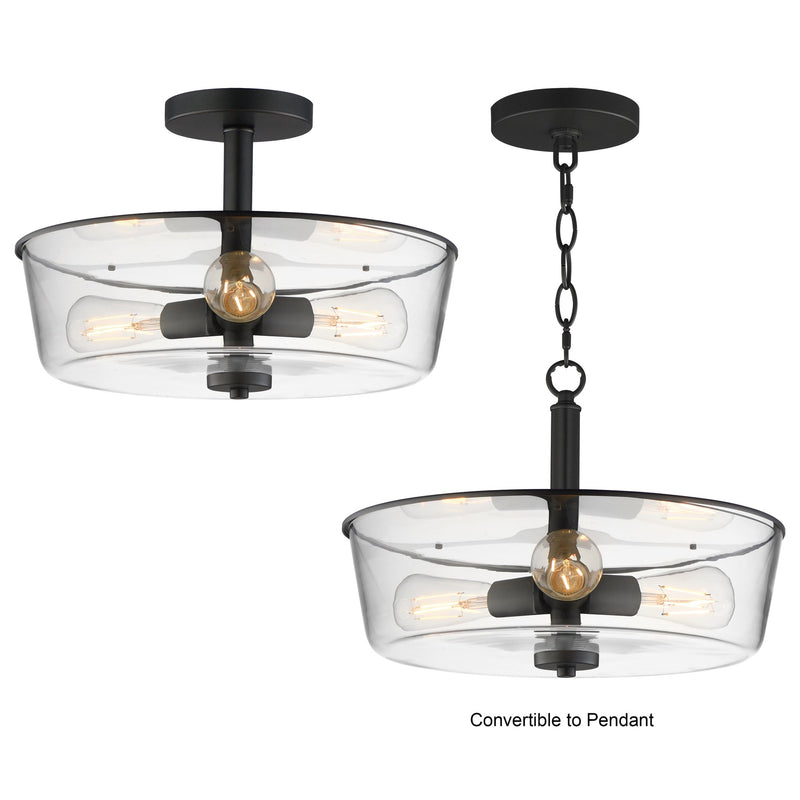 Fuller 3 Light Convertible Semi-Flush Mount in Black