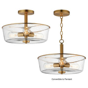 Fuller 3 Light Convertible Semi-Flush Mount in Natural Aged Brass