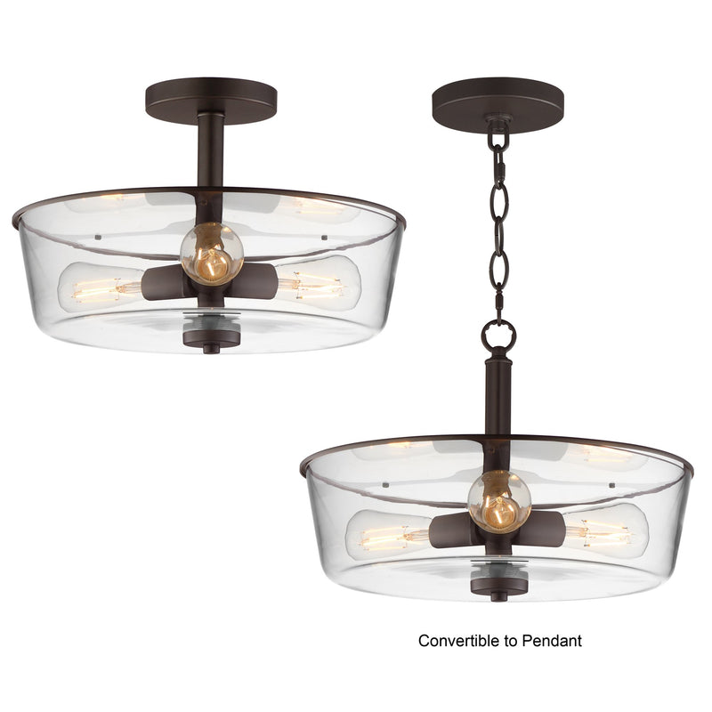 Fuller 3 Light Convertible Semi-Flush Mount in Oil Rubbed Bronze