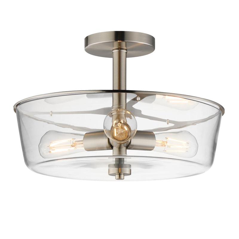 Fuller 3 Light Convertible Semi-Flush Mount in Satin Nickel