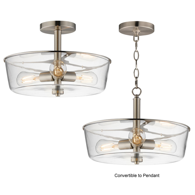Fuller 3 Light Convertible Semi-Flush Mount in Satin Nickel