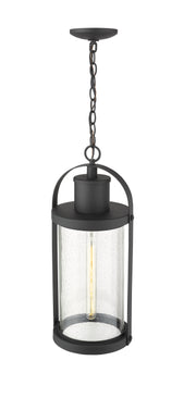 Roundhouse 1 Light 9.25" Outdoor Chain Mount Ceiling Fixture in Black