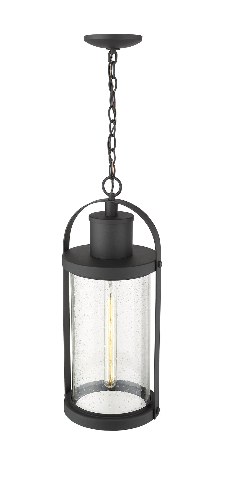 Roundhouse 1 Light 9.25" Outdoor Chain Mount Ceiling Fixture in Black