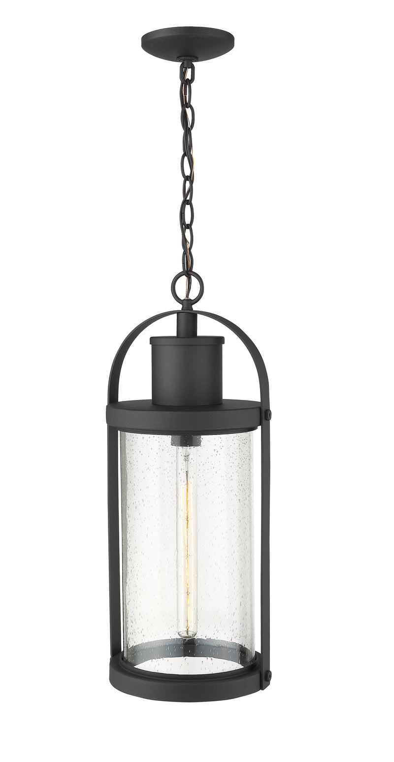 Roundhouse 1 Light 9.25" Outdoor Chain Mount Ceiling Fixture in Black