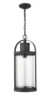Roundhouse 1 Light 9.25" Outdoor Chain Mount Ceiling Fixture in Black